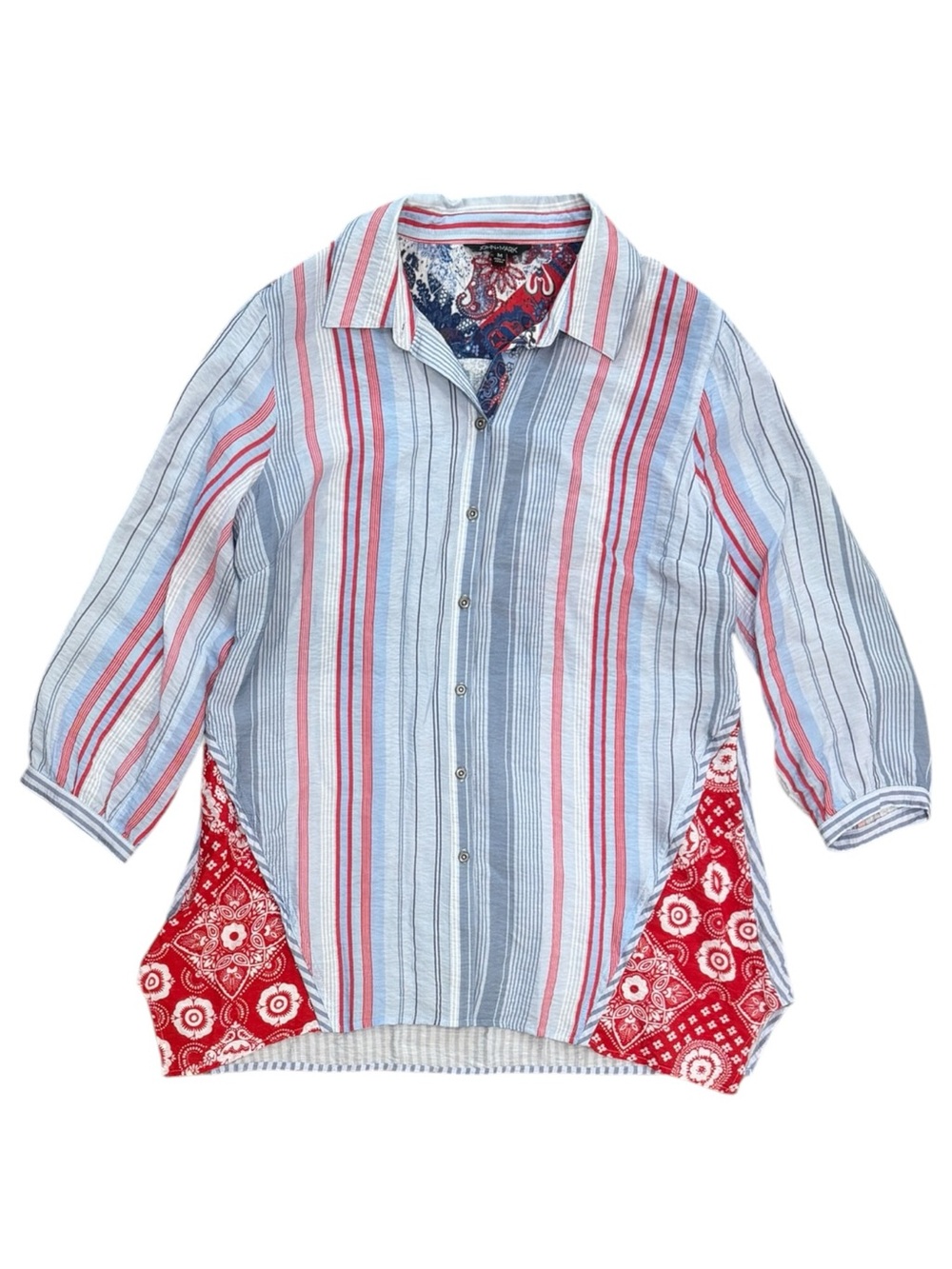 John Mark Patchwork Mixed Print Button-Down Shirt